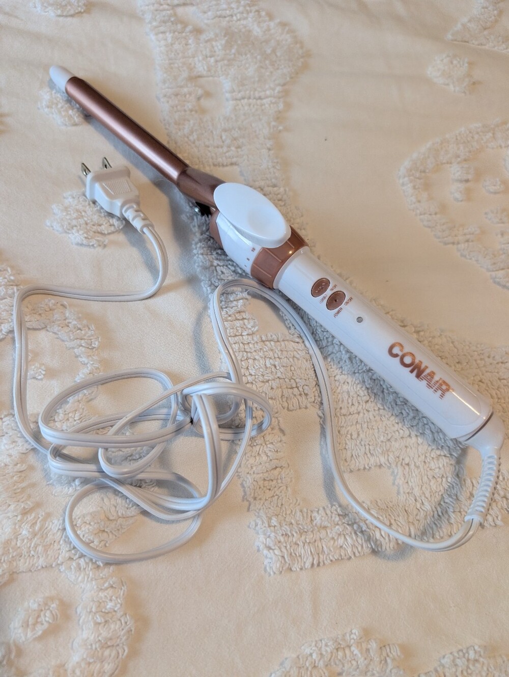 Conair White and Rose Gold Curling Iron - Professional Hair Styling